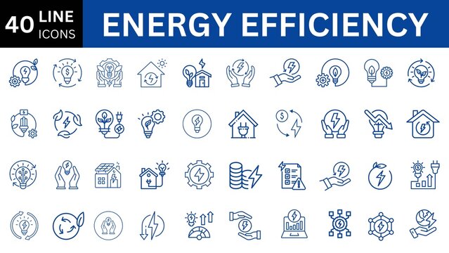energy efficiency line editable icon set. 