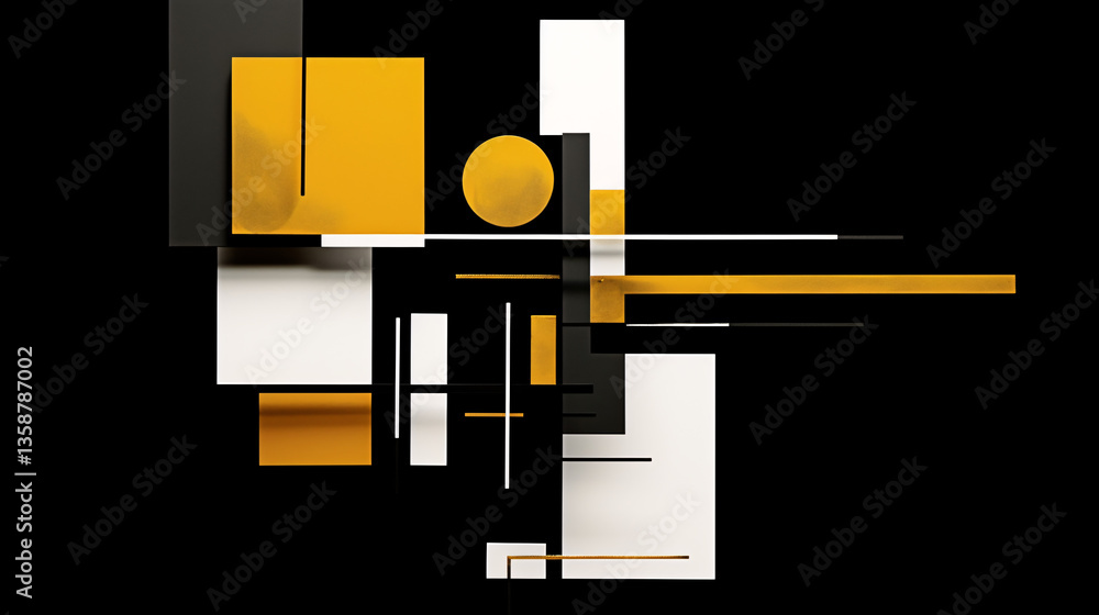 Poster Non-objective, non-representative, minimalistic abstract design with a black technology background for architecture presentation.

