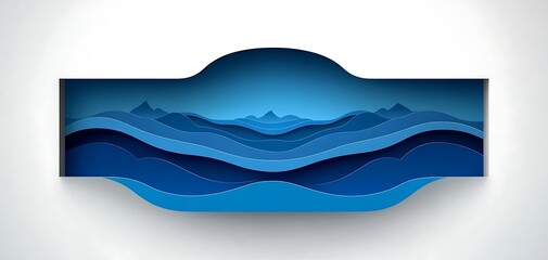 Obraz premium Abstract layered waves and distant mountains in shades of blue colors