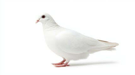 Elegant White Dove Isolated on Pure White Background Perfect for Peace Symbolism or Purity Concepts