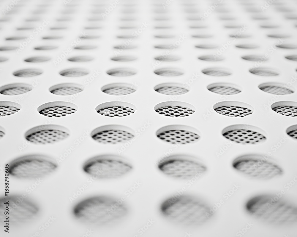 Poster a close-up view of a white sheet of paper featuring multiple small holes, showcasing intricate detai