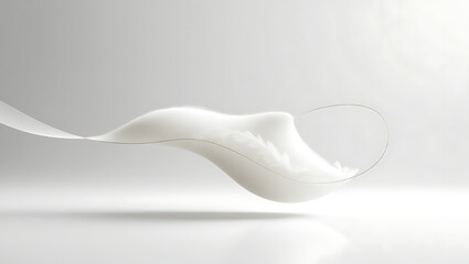 Weightless White Feather in Abstract Space