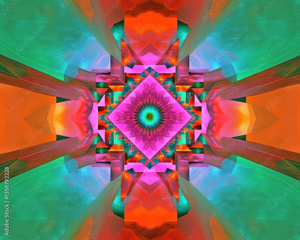 Poster a vibrant, colorful abstract design featuring swirling shapes and dynamic patterns in a harmonious b