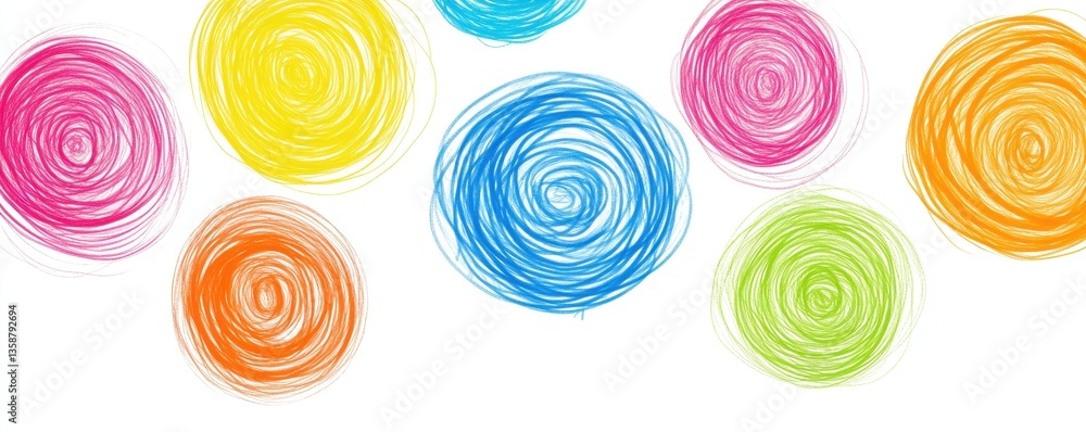 Poster a vibrant background filled with an array of colorful circles in various sizes, blending hues of red