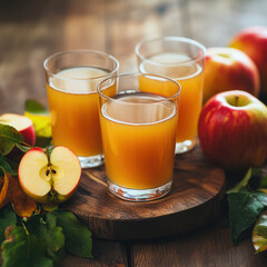 glass of apple juice and fruits