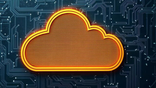 Modern Cloud Technology Digital Design of Connectivity and Data Storage with Circuit Patterns and Iconic Elements
