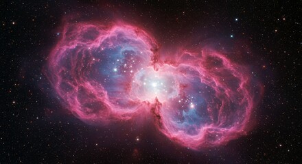 Celestial Dance Stunning Nebula with Pink and Purple Hues in Deep Space