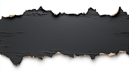 Black Textured Torn Paper Banner Design Element for Backgrounds