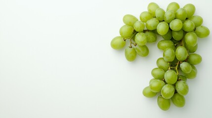 Fresh Green Grapes on White BackgroundHealthy Food ConceptImage