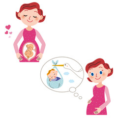 妊娠をしている上半身のお母さんと赤ちゃん