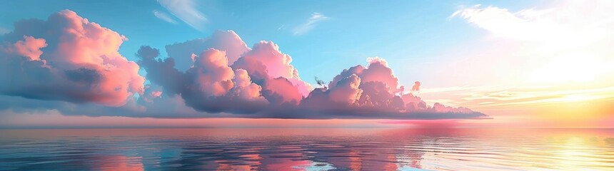 Fototapeta premium beautiful sunset with clouds over the ocean