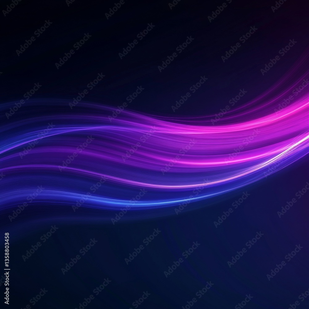 Aufkleber abstract neon glow: dynamic waves of light against a dark background
