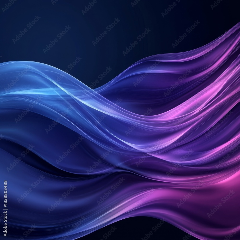 Poster Abstract Waves of Color: A Modern Fluid Design with Blue and Purple Gradient