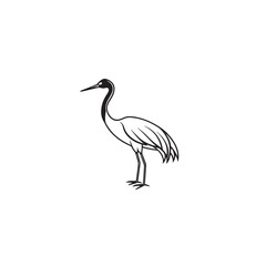 A stylized depiction of a graceful crane in monochrome, poised with quiet dignity and embodying natural beauty.