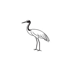 A sleek and stylized silhouette of a crane, captured in a minimalist and artistic drawing style.