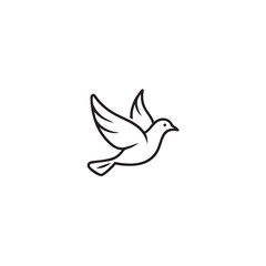 Obraz premium A minimalistic line art of a dove in graceful flight, a symbol of peace and freedom. 