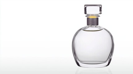 Elegant Clear Glass Perfume Bottle on Simple White Background