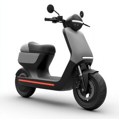 Sleek and Modern Electric Scooter with Streamlined Design and Integrated Lighting on a Pure White Background