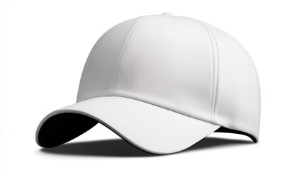 Fototapeta premium White Baseball Cap on White Background for Fashion and Sports
