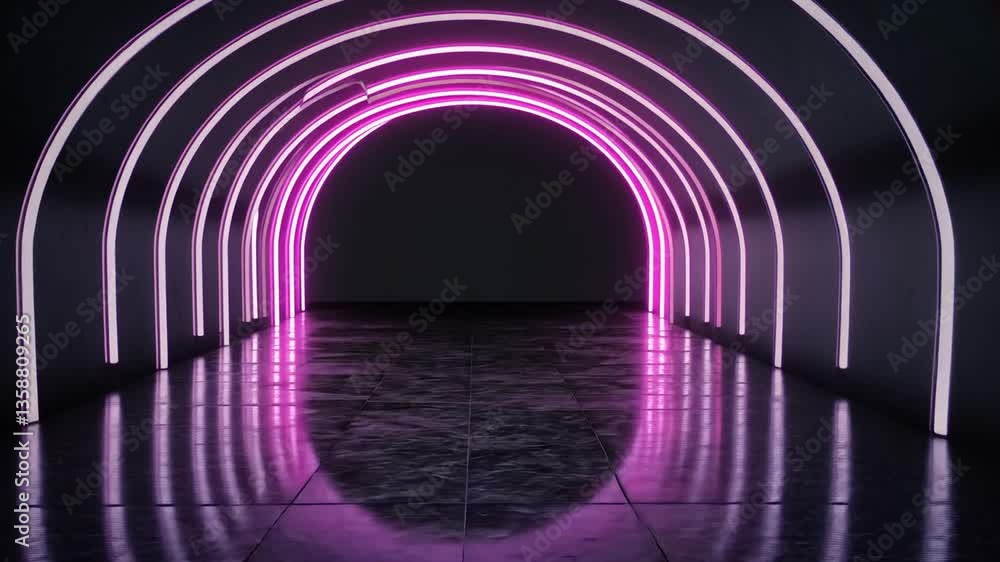 Poster futuristic neon background with glowing lines in a dynamic archway generative ai