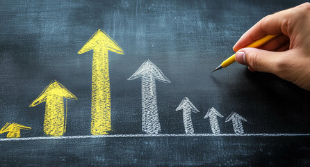 A hand-drawn image of white stairs on a blackboard