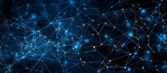 A blue background with many lines and dots