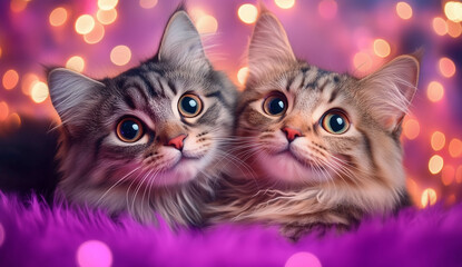 Two cute cats, with shiny eyes and long fur