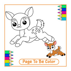 Cute Deer and Moon Coloring Sheet