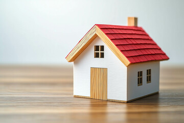 Photo of a simple house model on a white background