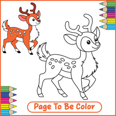Cute Fawn Vector Coloring Page