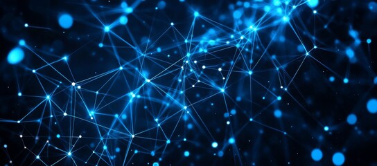 A blue background with many small dots and lines