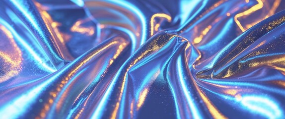 Fototapeta premium blue theme holographic foil macro zoom close up design texture background