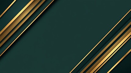 Opulent green background with elegant golden diagonal layers design
