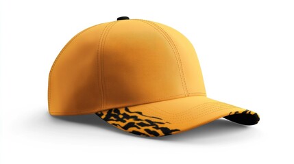 Bright Yellow Cap with Black Pattern, Stylish Headwear for Outdoors