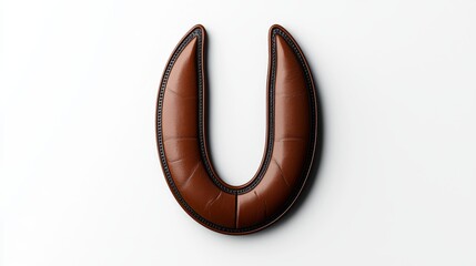 Fototapeta premium Brown Leather Letter U Alphabet Texture Background Design Element