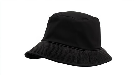 Black Bucket Hat with Wide Brim for Outdoor Activities and Fashion