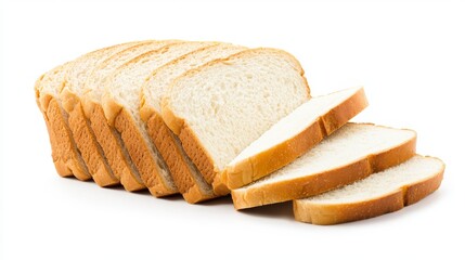 Slices of Fresh White Bread Loaf Isolated on White Background Perfect for Breakfast or Sandwiches