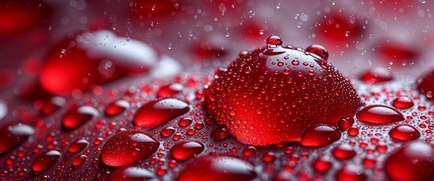 red theme water droplets macro zoom close up design texture background