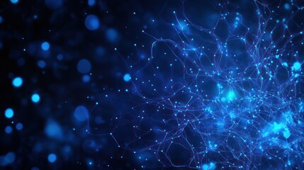 Fototapeta premium Abstract digital network, glowing blue lines, dark background. Possible use Technology, science, innovation, futuristic graphic design