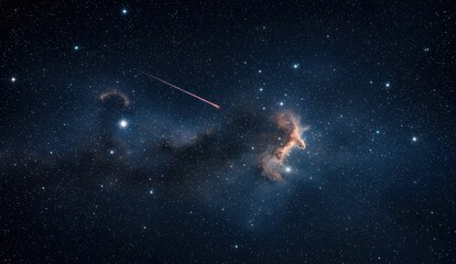 Naklejka premium Nebula and shooting star in a beautiful, star-filled, cosmic space view,