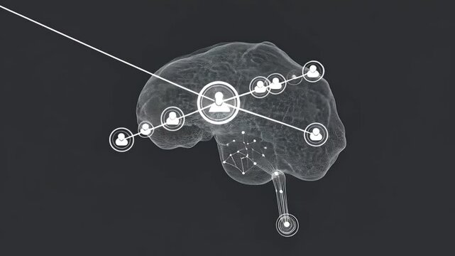 Abstract Dots and Lines Brain Logotypes for Science Innovation Generative AI