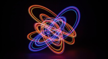 Abstract Colorful Light Trails Swirling Neon Lines Dynamic Energy Artistic Light Painting