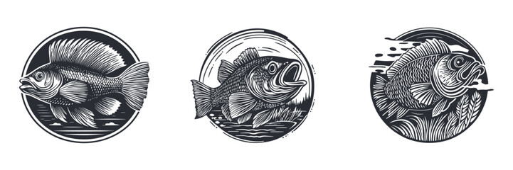 Hand-Drawn Fish Illustrations in Unique Artistic Styles