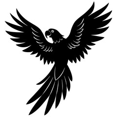 Vector illustration of an eagle with wings, silhouette design, flying bird symbol with feathers, tribal art style, nature icon