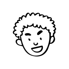 curly boy head character illustration