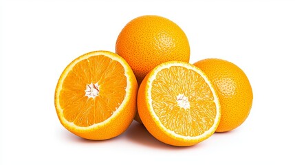 Juicy Oranges Sliced and Whole Fresh Fruit Healthy Vitamin C
