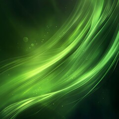 Naklejka premium Green fractal wave background with abstract light patterns