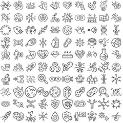 Microlife Icons Set - Various Microorganisms and Symbols  