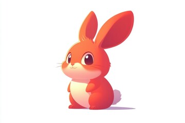 Fototapeta premium Cute bunny character standing on white background, cartoon graphic design for kids