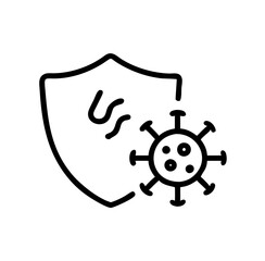 Obraz premium Virus Blocked by Immune Shield Icon in Minimalist Style 